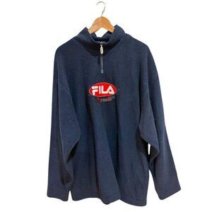 Vintage Fila Quarter Zip Fleece Sweater Mens XL Red Logo